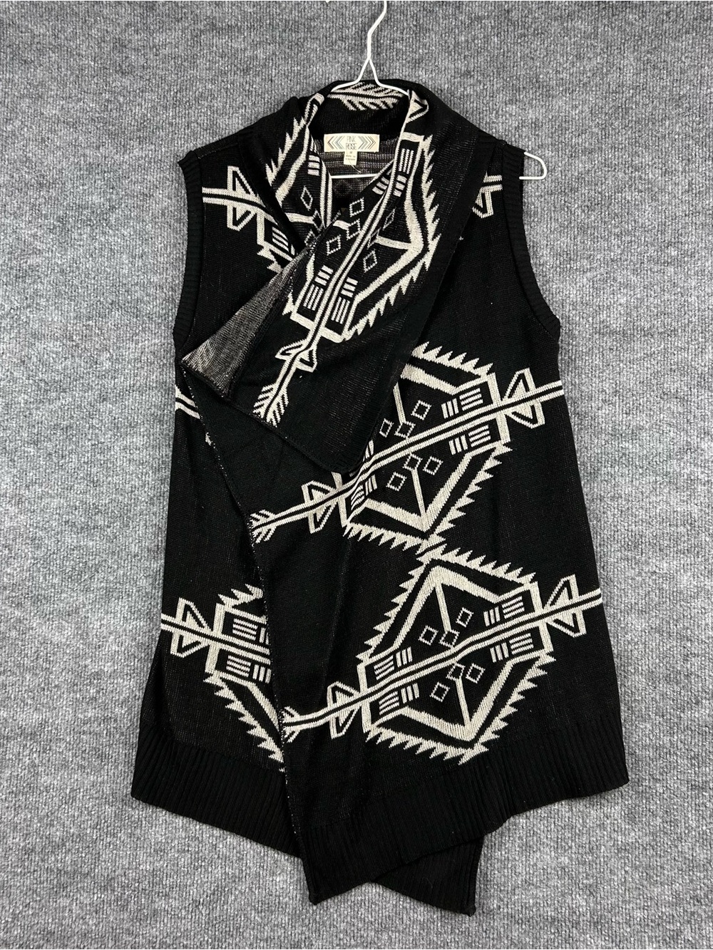 Pink Rose Black Aztec Sweater Vest Boho Western NWT